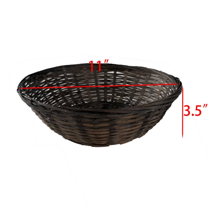 Bospak - Wholesale Basket - 11“ handmade natural bamboo bowl with a dark finish