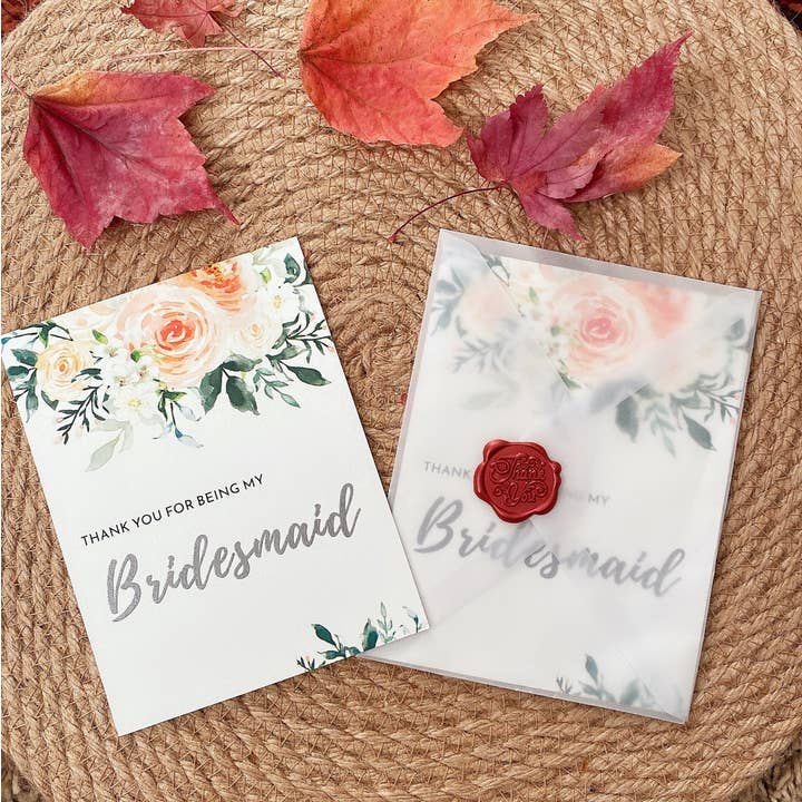 DrifWoo - Wholesale Wedding card - Bridesmaid Card with Clear Envelope & Seal – 2 Styles4