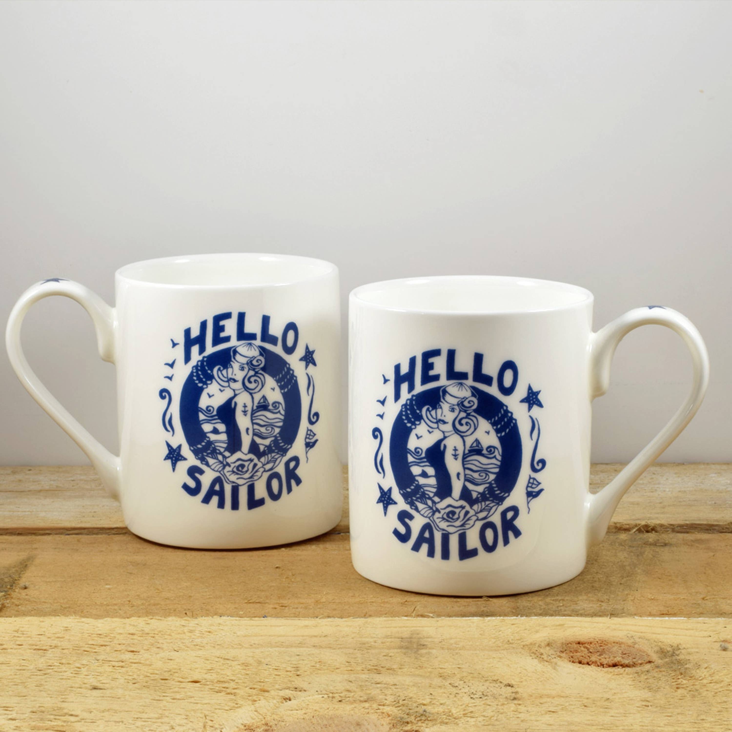 Port and Lemon – Engroshandel Kaffekrus – Hello Sailor krus i benporcelæn med hånddekoration1