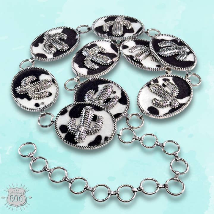 Cinto oval com estampa de vaca por atacado de Pink Panache Brands