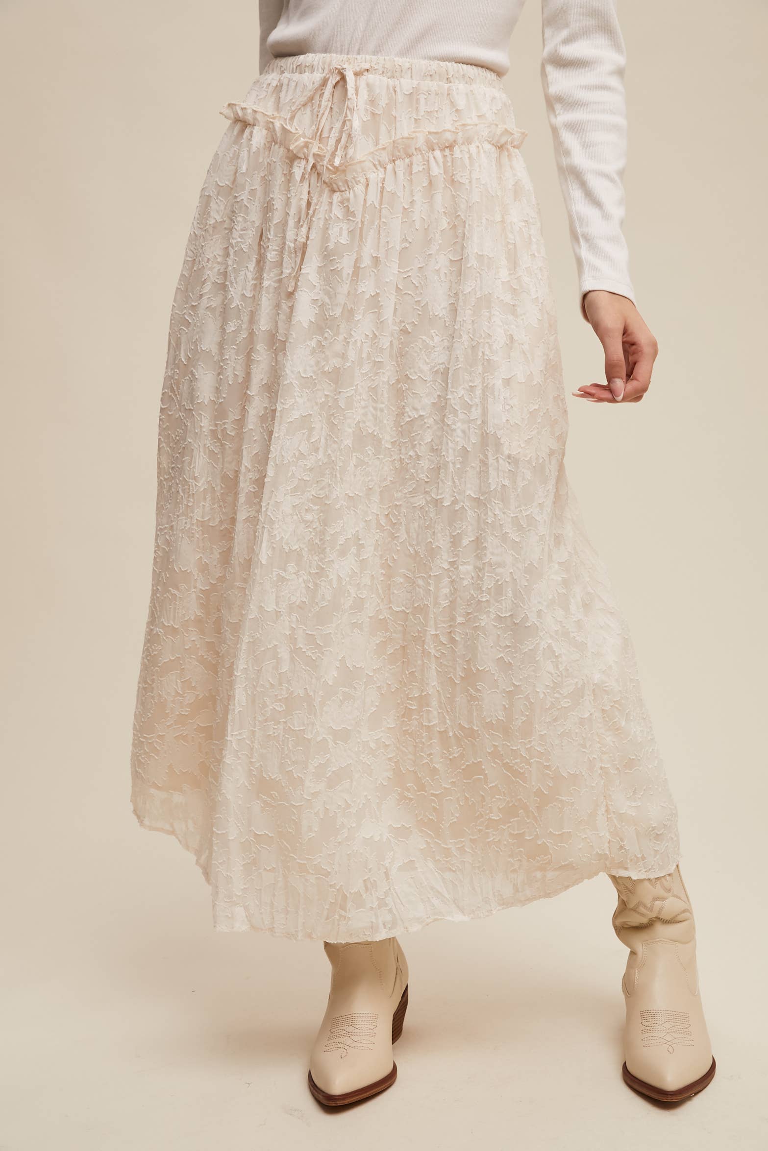 Listicle - Wholesale Skirt - Women's - Floral Textured Maxi Skirt14