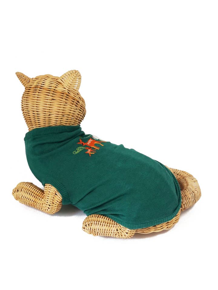 Embroidered Deer Teal Pet Sweater for wholesale by Spero Park