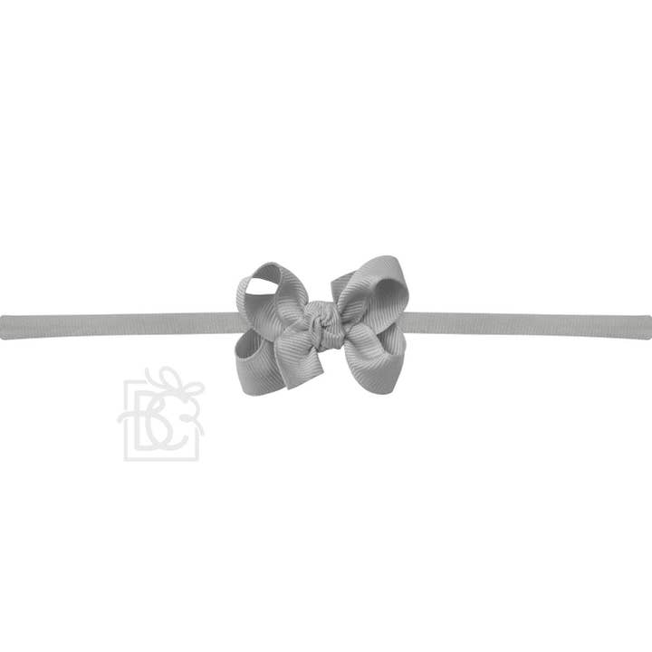 Beyond Creations, LLC - Wholesale Fashion Headband - Kids - 1/4" NYLON PANTYHOSE HEADBAND W/SIGNATURE GROSGRAIN BOW