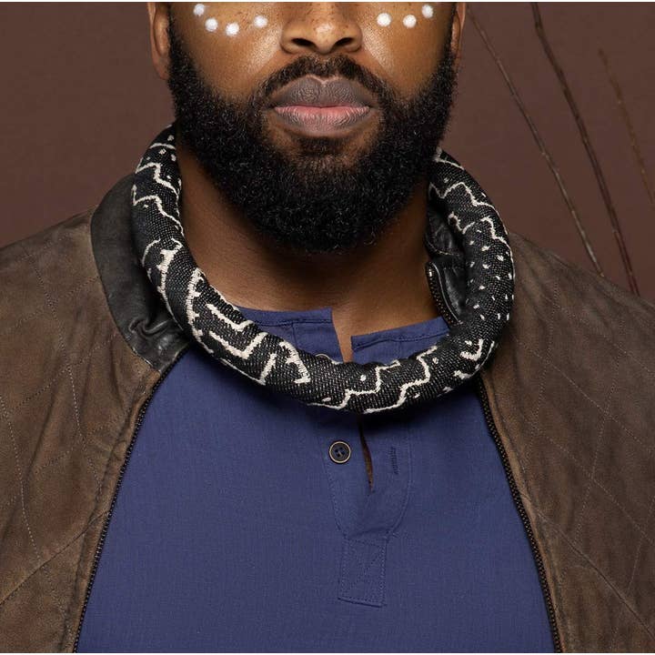 Men’s Mud Cloth Necklace | Himba | Black and Cream | African for wholesale by Cloth & Cord, LLC