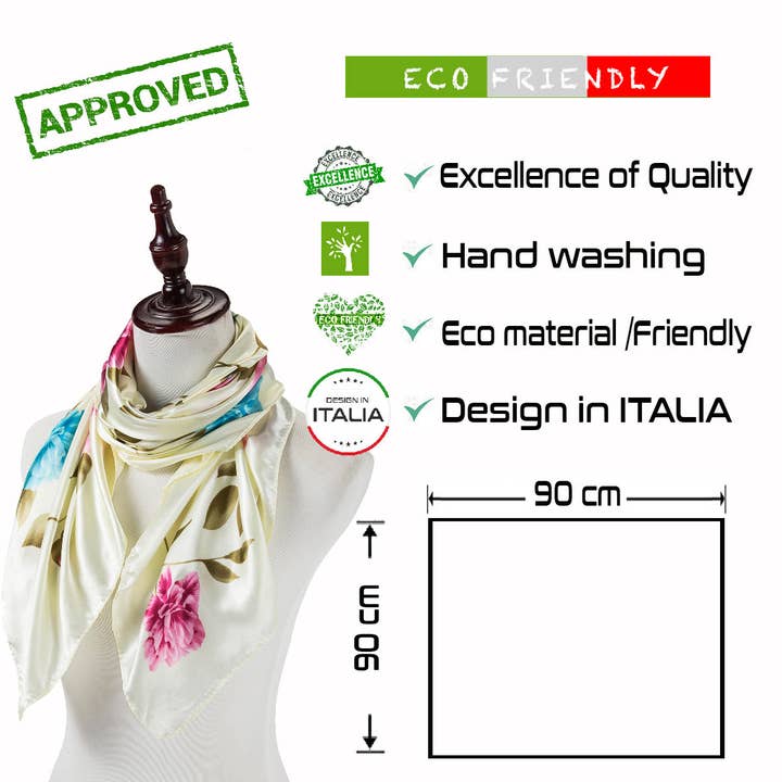 Blanc Grand carré de Soie Flora White Zoé en vente sur Faire6