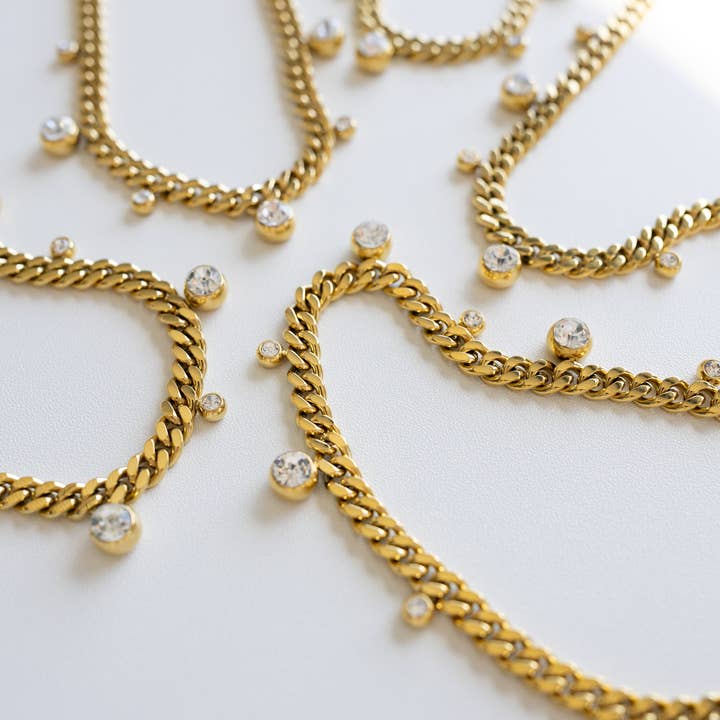 BELJOY - Wholesale Link & Chain Necklace - Chloe Crystal Cuban Chain Necklace3