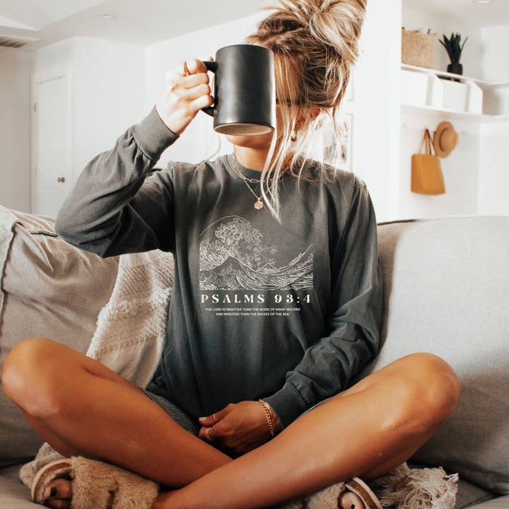 Saved by Grace Co. - Wholesale Screen Printed T-Shirt - Women's - The Lord is Mightier Than The Sea Tee Christian Apparel