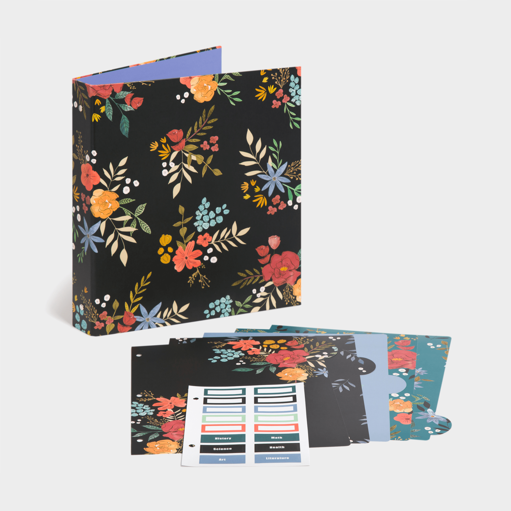 U Brands - Wholesale Binder - U Brands Midnight Blossoms 1" Binder x 5 Tab Divider Set Assorted Colors0