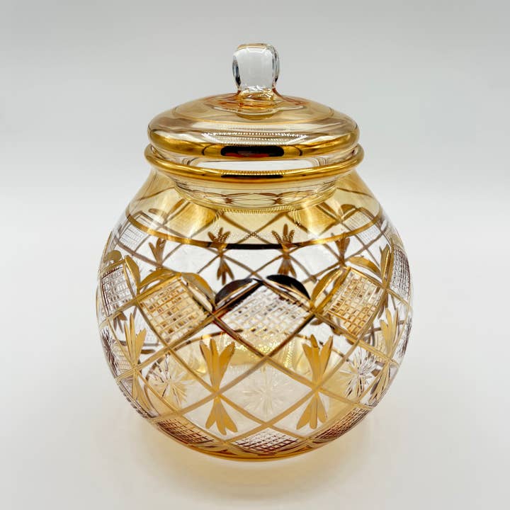 Blown Glass Jar - Starburst Yellow for wholesale by Dandarah (Ships from USA)