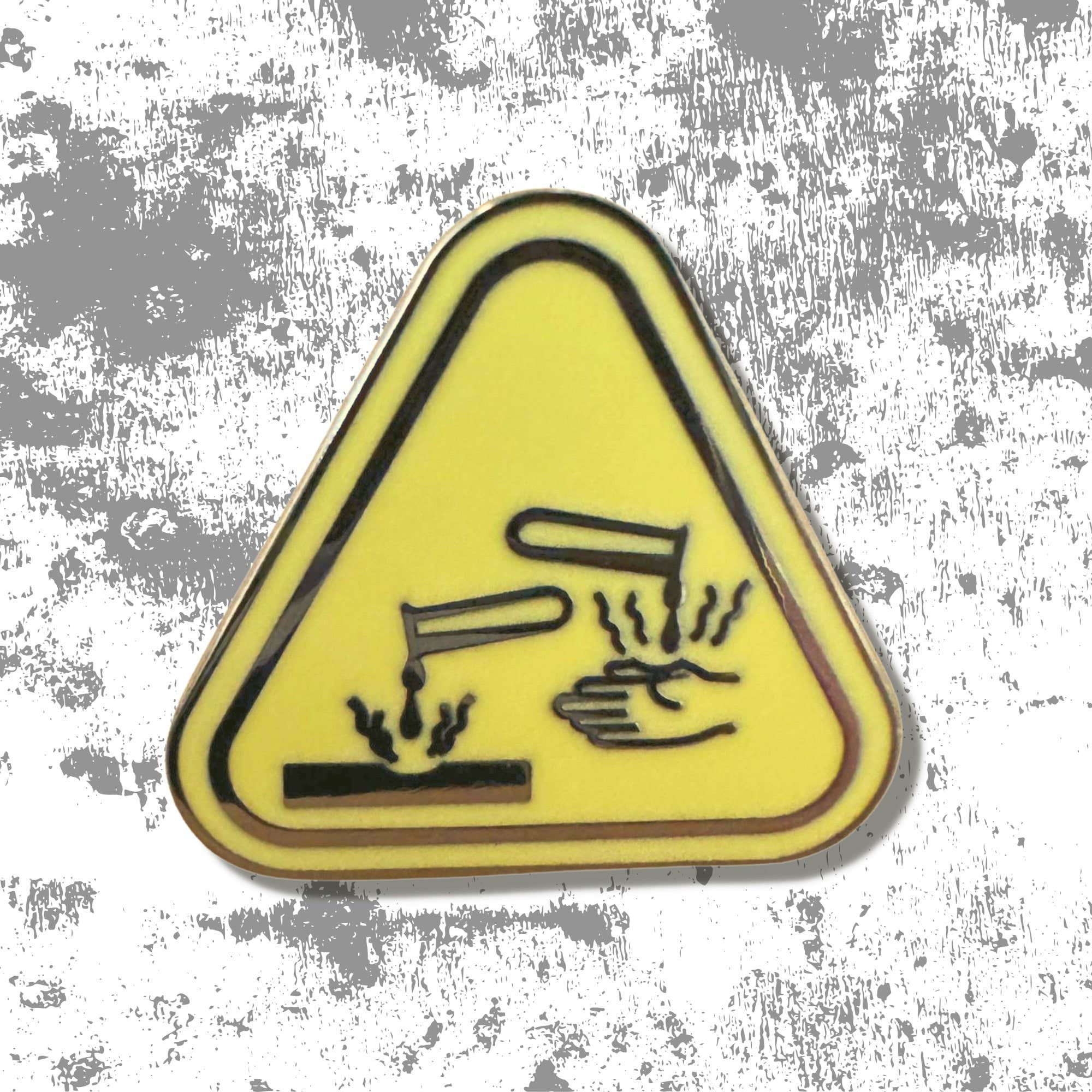 Pincodes - Wholesale Lapel pin/button - Corrosive Hazard Symbol Hard Enamel Pin, Science, Chemistry