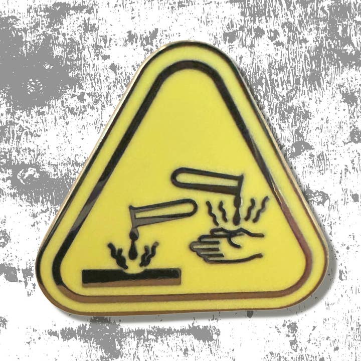 Pincodes - Wholesale Lapel pin/button - Corrosive Hazard Symbol Hard Enamel Pin, Science, Chemistry0