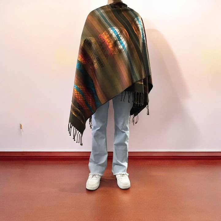 Hand woven Reversible Brown shawl for wholesale by OldTribes