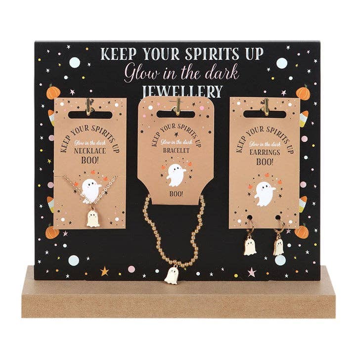 Something Different Wholesale – wholesale Retailer display – Jewellery – Set of 18 Halloween Ghost Jewellery Pieces on Display1