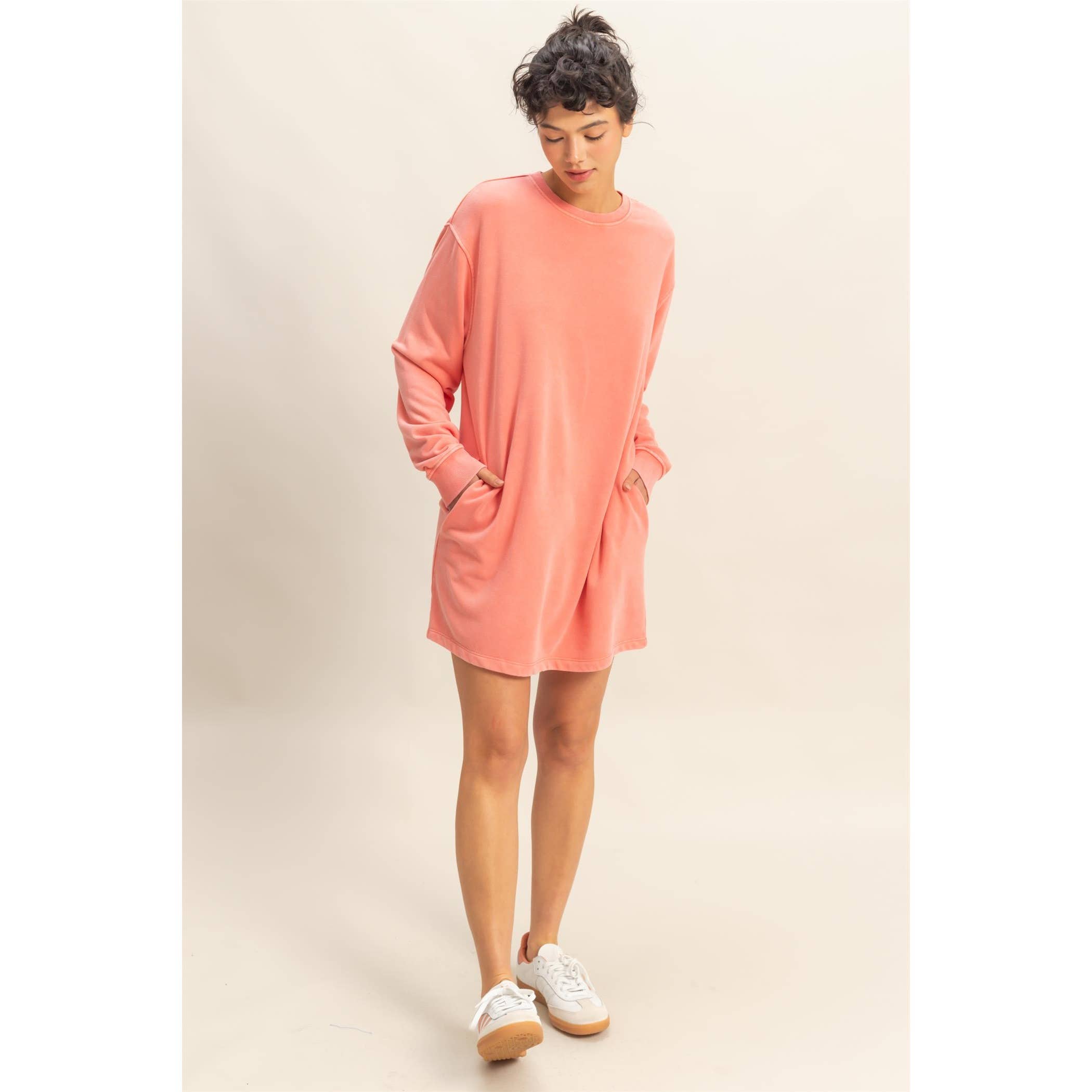 Double Zero - Wholesale Dress - Women's - Long Sleeve Oversized Mini Dress6