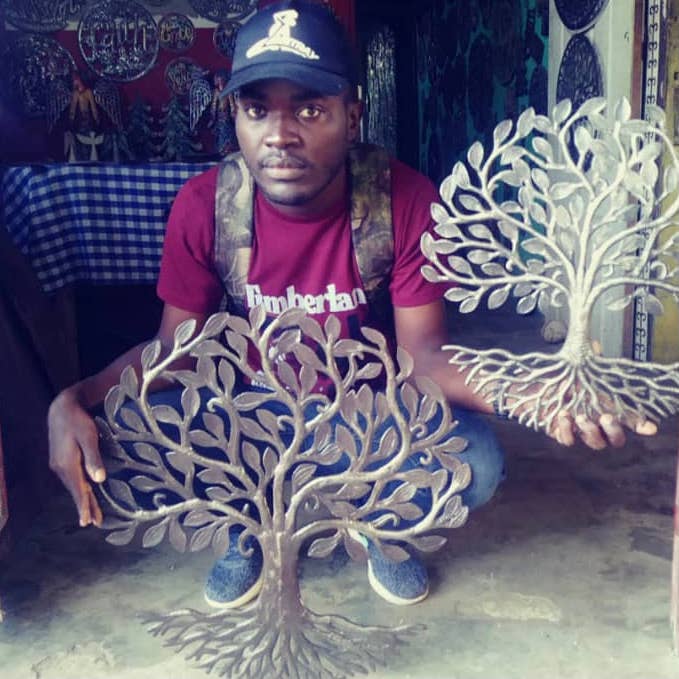 Haiti Fair Trade~ It's Cactus - Vente Décoration murale - Arbre de vie biologique avec racines, décoration murale haïtienne 23 « x 23"6