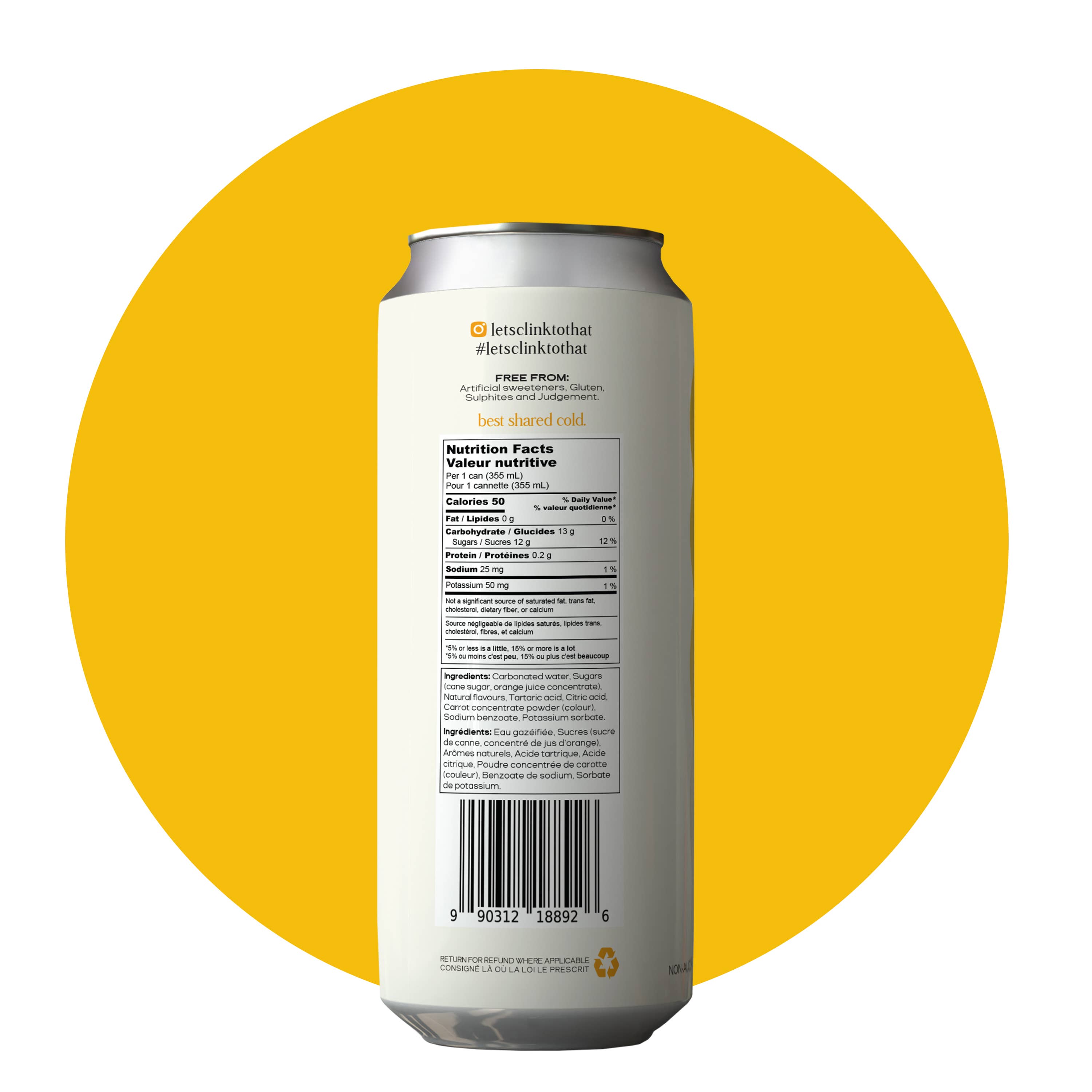 Clink Beverage Co. - Vente Apéritifs sans alcool/mocktails - Mocktail Brut Pétillant Mimosa1