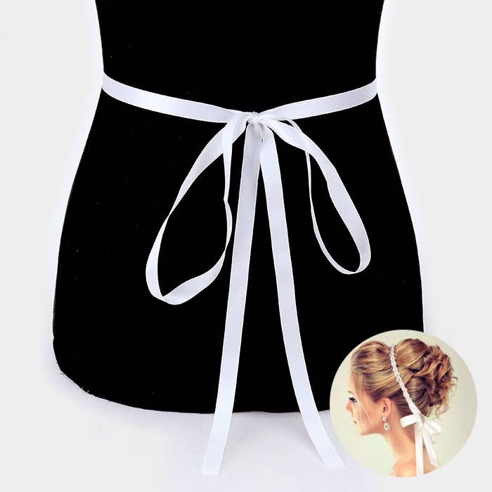 Sensibling Corp. - Wholesale Fashion Headband - Women's - Crystal Pave Bow Sash Ribbon Bridal Wedding Belt / Headband1