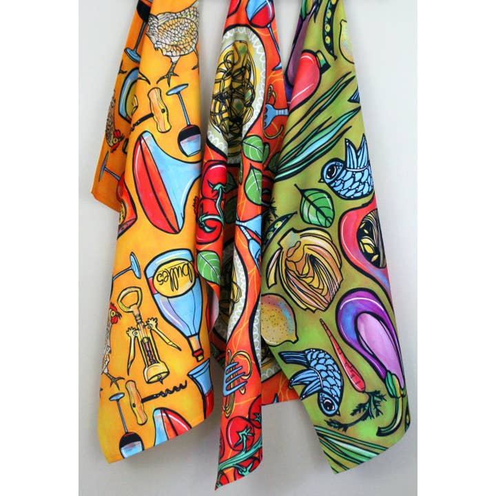 Küchengeschirrtuch-Set, 7 bunte Geschirrtücher, Tischwäsche für den Großhandel von Atelier Vero Wholesale