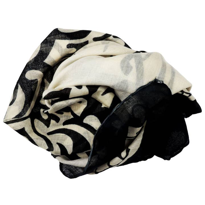 Tribal Trade GmbH - Wholesale Scarf - Unisex - Cotton towel Tribal Style black and beige ornament 100x100cm neck2