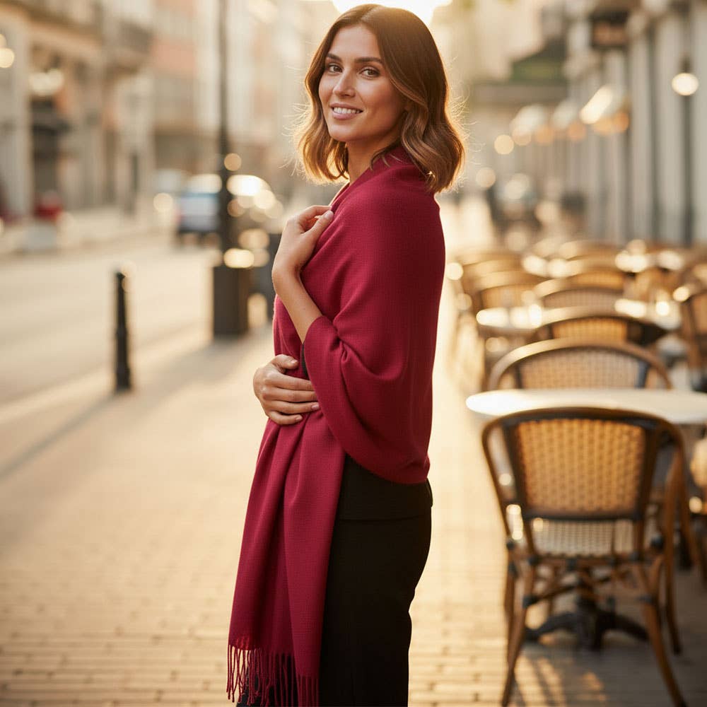 Sensibling Corp. - Wholesale Scarf - Women's - Solid Cashmere Blend Soft Wrap Shawl Scarf4