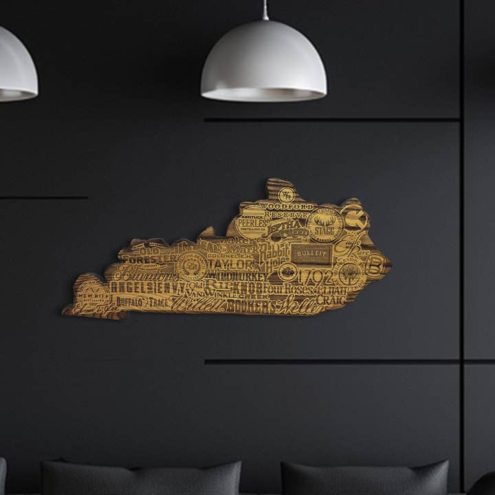 Letrero de bar grabado en roble de Kentucky Distillery para venta al por mayor de Prestige Decanters