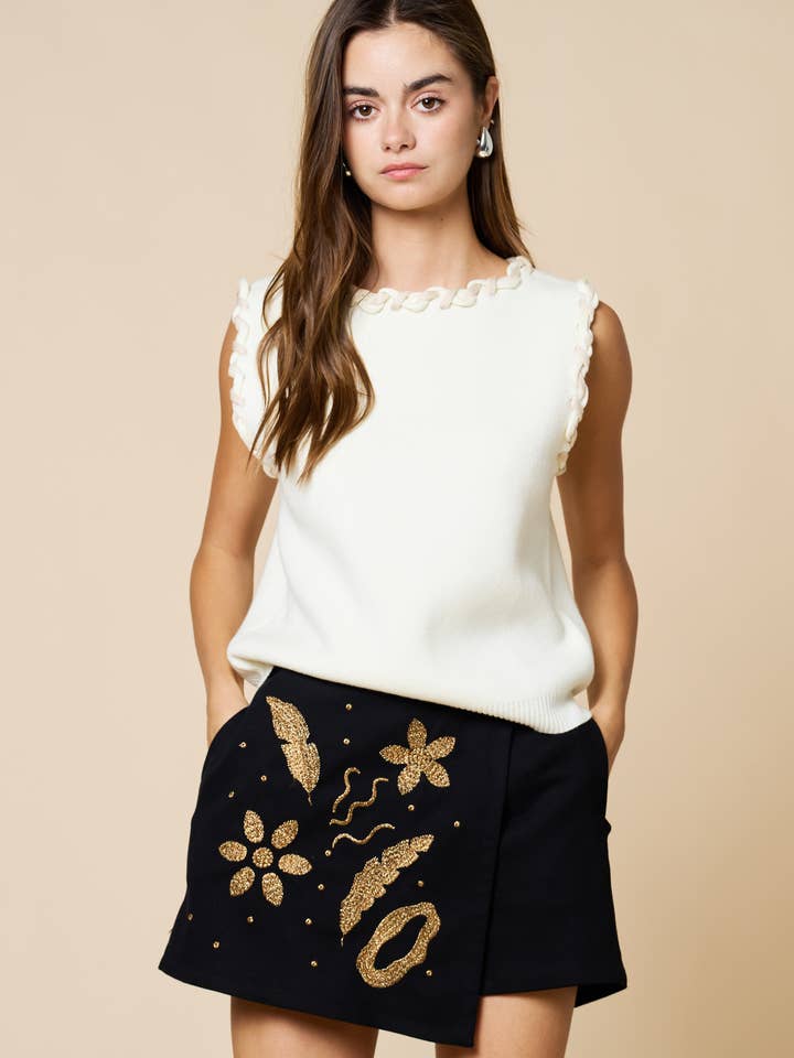 Jupe-culotte portefeuille brodée ILP6536 pour la vente par Lalavon