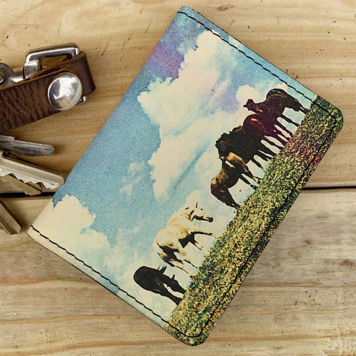 Horses - Leather Spectrum Vert Cardholder Wallet for wholesale by backerton