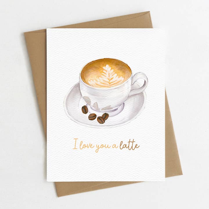 Blue Thistle - Wholesale Love Card - I love you a latte card, coffee shop card, Latte love