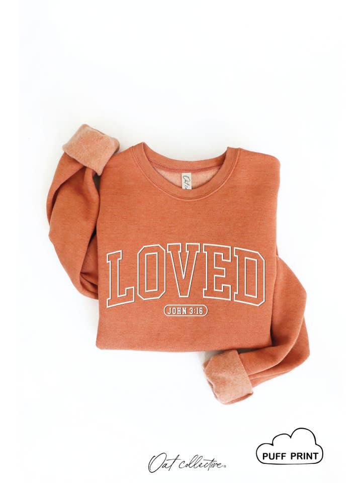 OAT COLLECTIVE - Wholesale Graphic Sweatshirt - Women's - LOVED JOHN 3:16 PUFF Graphic Sweatshirt 13