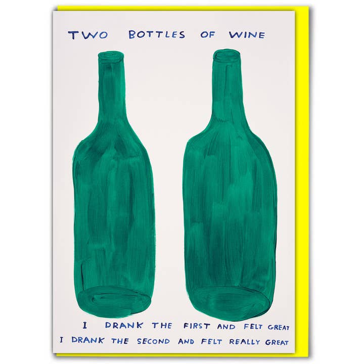 David Shrigley x Brainbox Candy - Wholesale Everyday Greeting Card - Funny Greetings Card By David Shrigley - Two Bottles of Wine