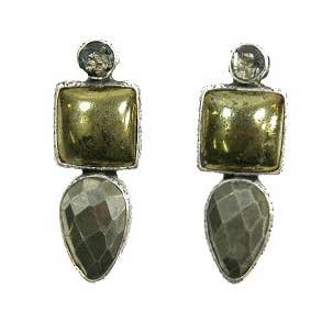 Boucle d'oreille en argent Sterling Slade Pyrite Chalco Pyrite pour la vente par Amy Kahn Russell