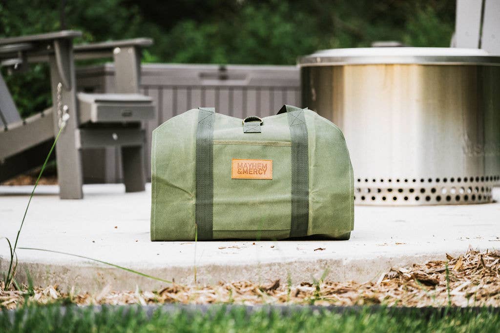 Mayhem & Mercy - Wholesale Storage Bin - Premium Waxed Canvas Firewood Sling Tote Wood Log Carrier11