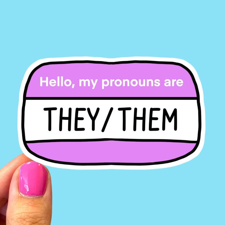 Radical Buttons - Vente Autocollant - Mes pronoms sont ils/eux, autocollant de pronom, autocollant Pride