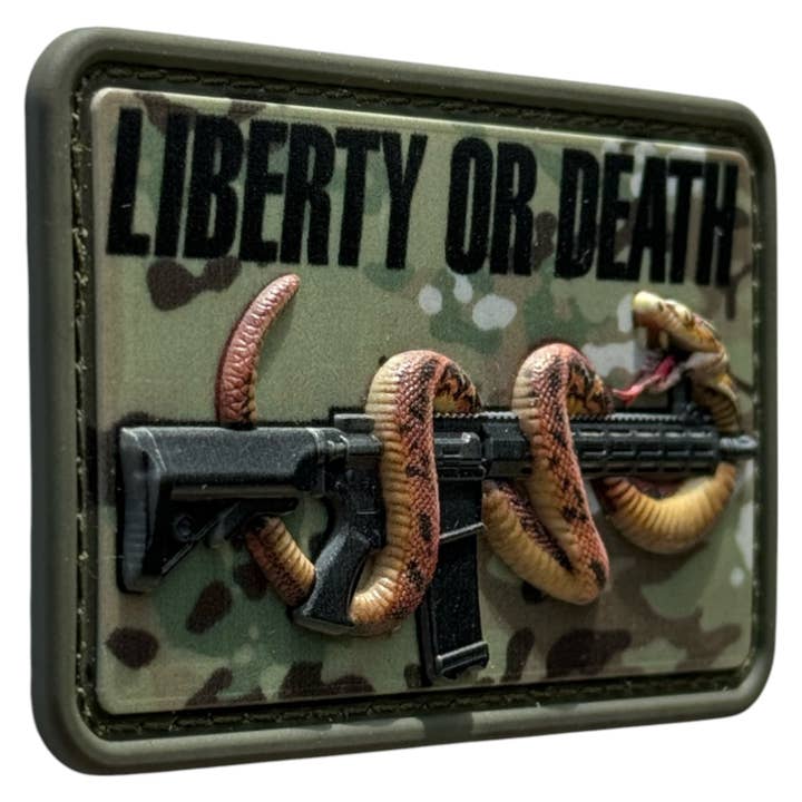 ARTPATCHES - Wholesale Patch - LIBERTY OR DEATH PVC Patch | Tactical Morale Patch | Snake & Rifle Design1