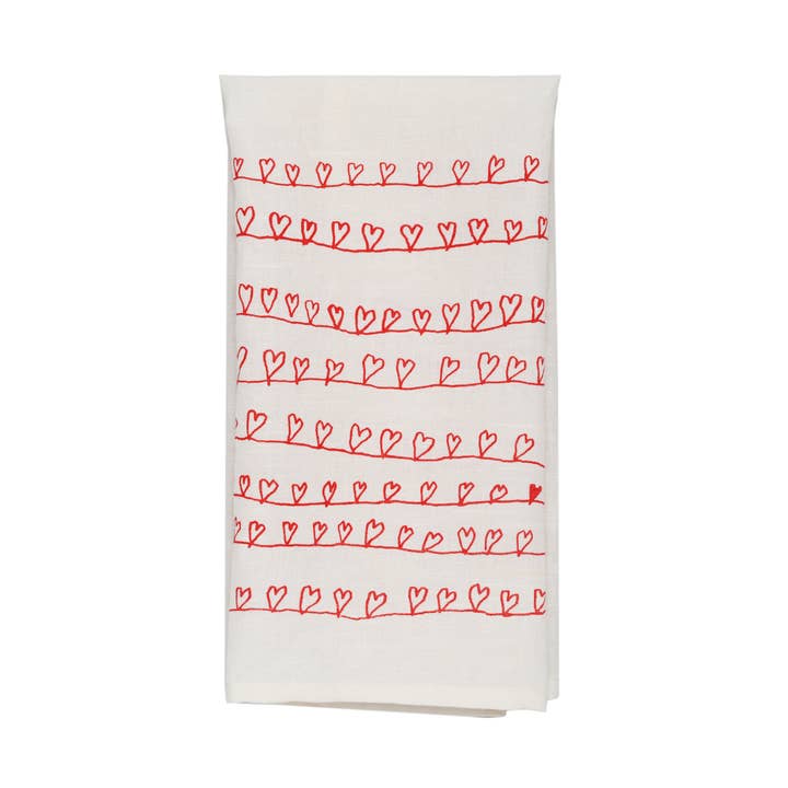 hearts on a wire tea towel for wholesale by a wink design