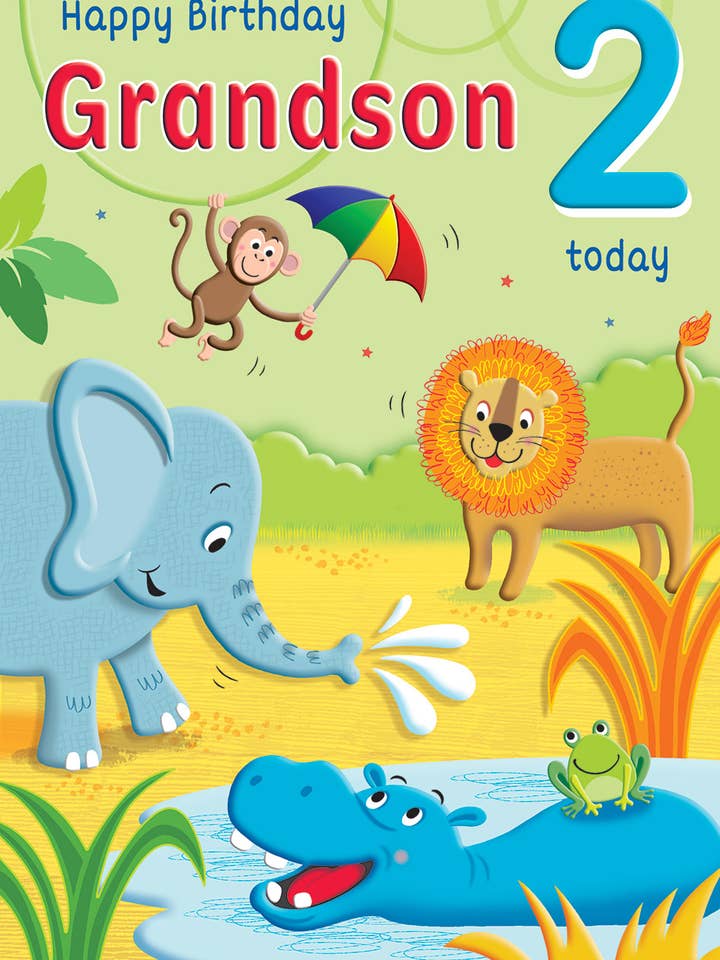 Juvenile Birthday Card, Age 2 Grandson, Jungle for wholesale by Piccadilly Greetings