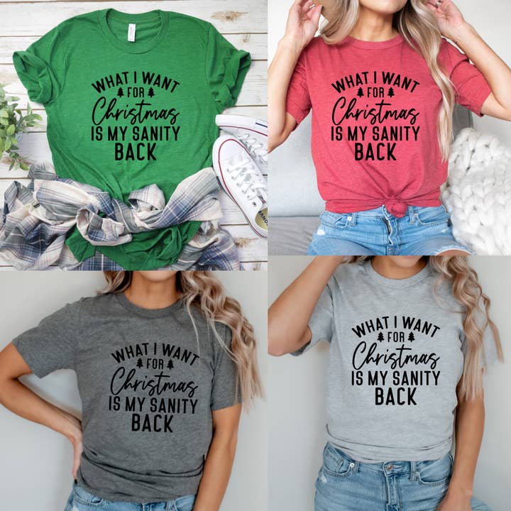 Christmas Sanity Back - T-shirt graphique déposé à l'encre pour la vente par The Hive Wholesale