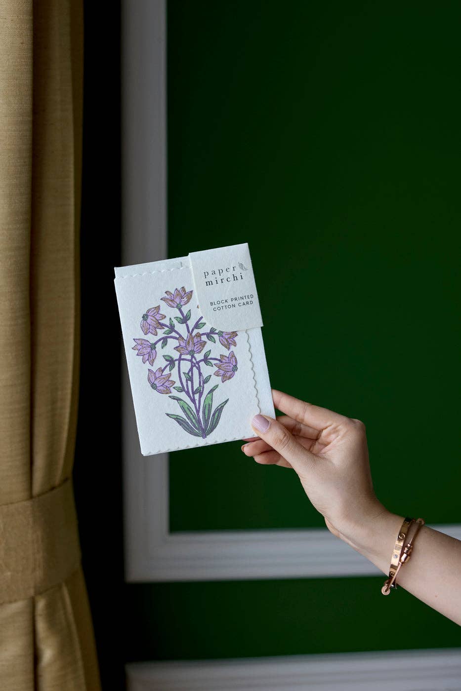 Paper Mirchi - Wholesale Everyday Greeting Card - Hand Block Printed Greeting Card - Champaca Lilac1