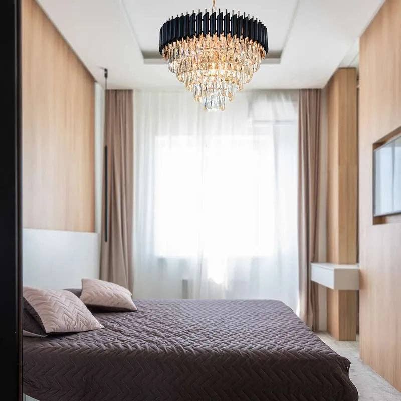 Ledsone - Wholesale Chandelier/Hanging Light - Black and Gold Hanging Crystal Chandeliers Light Fixture ~480321