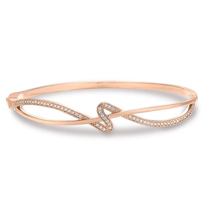Rose Gold Finish Sterling Silver Micropave Ribbon Swirll for wholesale by Kelly Waters