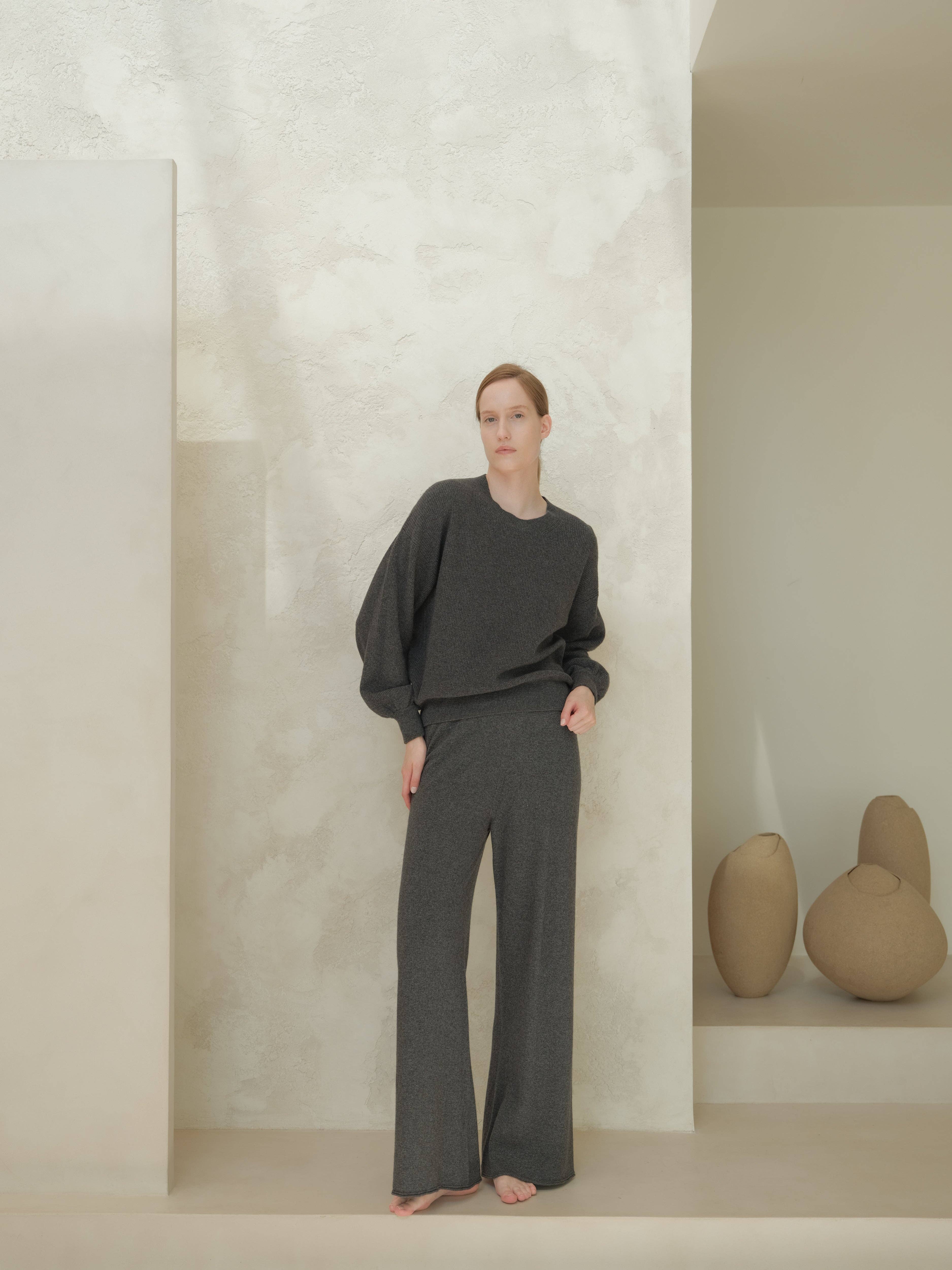 Lèmme - Wholesale Pants - Women's - Lightweight wide-leg cashmere blend pants (3D knit)25