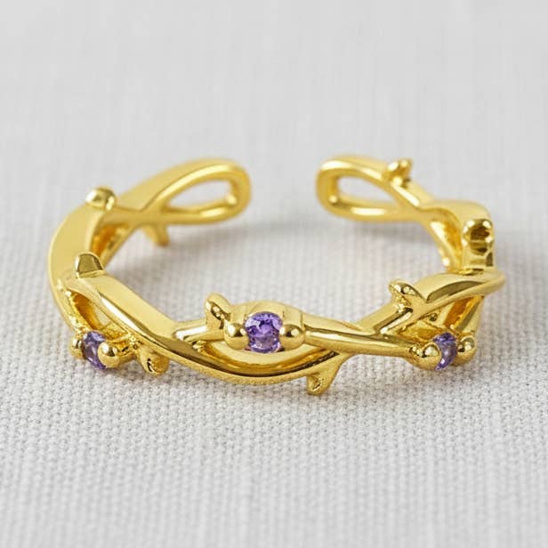 Colorful Zirconia Branch Open Ring for wholesale by scentll jewelry