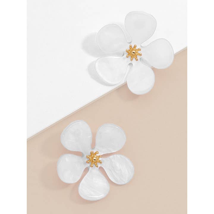 ZENZII Jewelry - Wholesale Stud/Post Earrings - Glistening Resin Flower Stud Earring