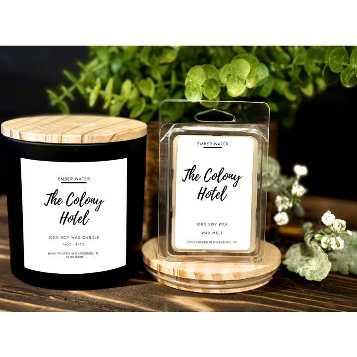 Ember Water - Wholesale Jar/Filled Candle - The Colony Hotel 16 oz 100% Soy Candle
