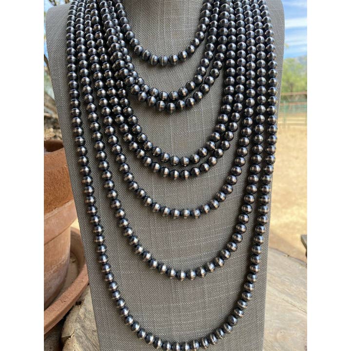 Nizhonitradersllc – wholesale Pärlband/Pärlhalsband – Navajo-pärlor i sterlingsilver, 10 mm1