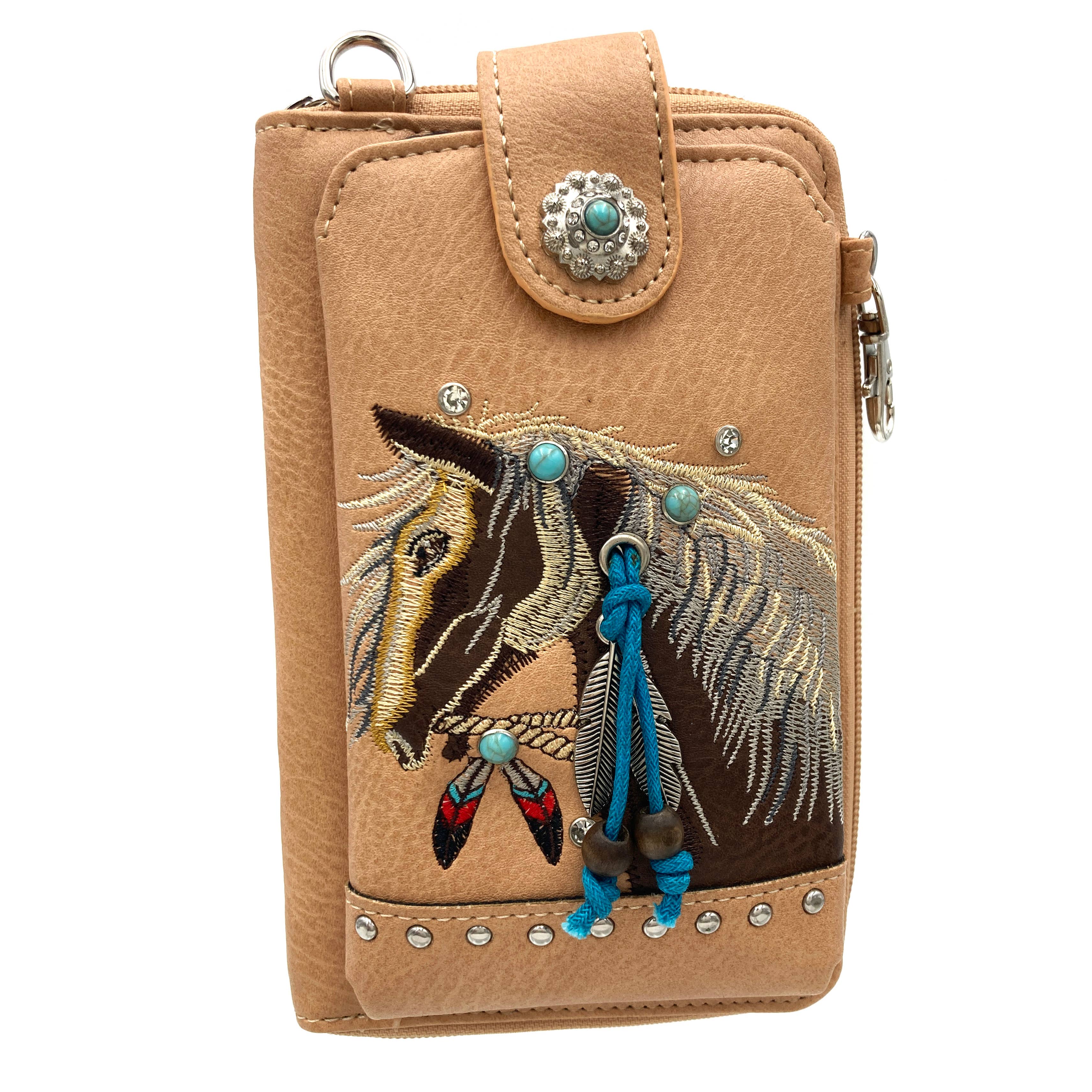 Lunar Deer - Wholesale Phone Wallet - Women's - Embroidered Horse Crossbody Western Phone Wallet7