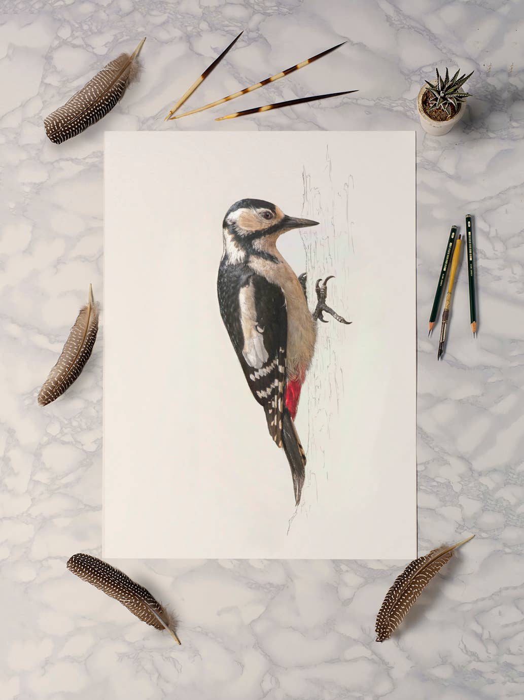 Hidden Planet - Wholesale Art Print - Greater Spotted Woodpecker - A4 Print (portrait)2