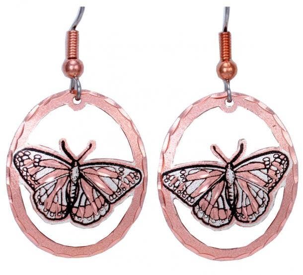 COPPER ARTS INC. - Wholesale Dangle Earrings - CN 682 Oval Handmade Butterfly Earrings1
