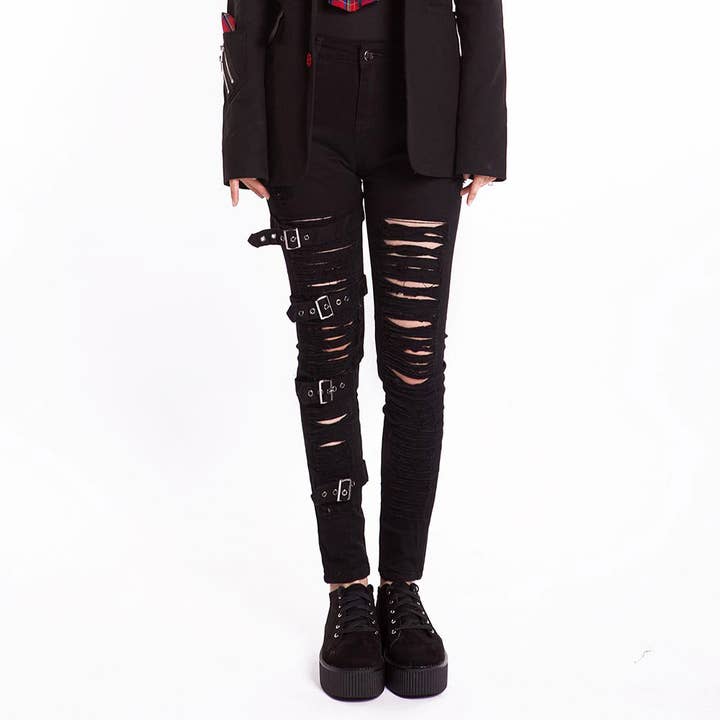 Gothic revade jeansbyxor 'Beggar Pants' för wholesale av Alcatraz Gothic