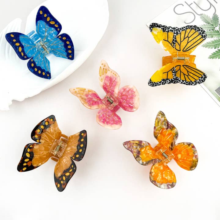 Hand-Painted Monarch Butterfly Claw Hair Claw Clip for wholesale by mildstyles